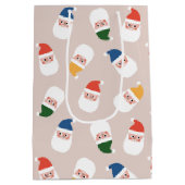 Sac Cadeau Moyen Cute Père Noël fait face au Motif de Noël (Dos)