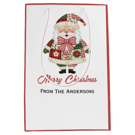 Sac Cadeau Moyen Cute Personalized Santa Christmas Holiday (Devant)