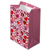 Sac Cadeau Moyen Cute Pink Red Hearts Blush Love Pattern (Devant Angle)
