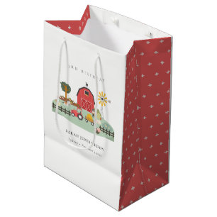 Sac Cadeau Moyen Cute Red Barnyard ferme animal n'importe quel âge