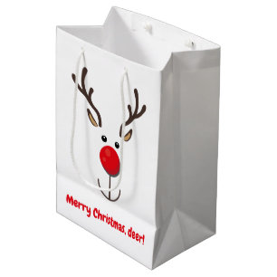 Sac Cadeau Moyen Cute Reindeer "Joyeux Noël, cerf"