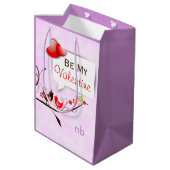 Sac Cadeau Moyen Cute Rose Brown & Rouge Valentines Inséparables (Dos Angle)