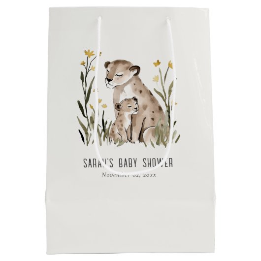 Sac Cadeau Moyen Cute Rustic Mum and Baby Tiger Foliage Baby Shower (Dos)