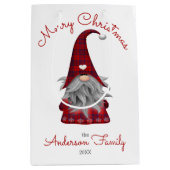 Sac Cadeau Moyen Cute Rustic Personnalisé Joyeux Noël Gnome (Devant)