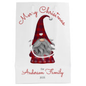 Sac Cadeau Moyen Cute Rustic Personnalisé Joyeux Noël Gnome (Dos)