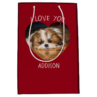 Sac Cadeau Moyen Cute shih tzu love Saint Valentin
