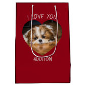 Sac Cadeau Moyen Cute shih tzu love Saint Valentin (Dos)