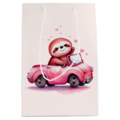 Sac Cadeau Moyen Cute Sloth Driving a Pink Convertible (Devant)