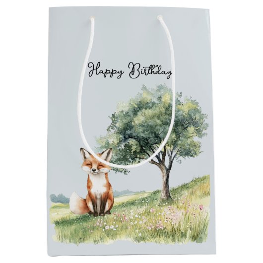 Sac Cadeau Moyen Cute Smiling Foxes Birthday (Devant)