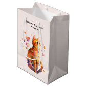 Sac Cadeau Moyen Cute Tabby Chat avec Coeurs Anniversaire (Devant Angle)