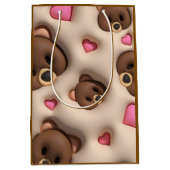 Sac Cadeau Moyen Cute Teddy Bear & Hearts Gift Bag (Devant)