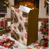 Sac Cadeau Moyen Cute Teddy Bear & Hearts Gift Bag