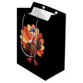 Sac Cadeau Moyen Cute Turquie Garçon Gobble - Don Thanksgiving (Devant Angle)