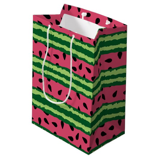 Sac Cadeau Moyen Cute Watermelon Motif rose et vert Anniversaire (Dos Angle)
