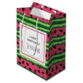 Sac Cadeau Moyen Cute Watermelon Motif rose et vert Anniversaire (Devant Angle)