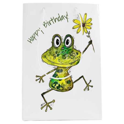 Sac Cadeau Moyen Cute Whimsical Happy Frog (Devant)