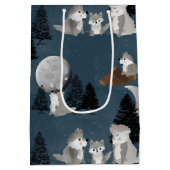 Sac Cadeau Moyen Cute Wolf Pack Woodland Night Sky Moon (Dos)