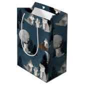 Sac Cadeau Moyen Cute Wolf Pack Woodland Night Sky Moon (Dos Angle)