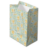 Sac Cadeau Moyen Cute Yellow Chicks and Flowers Pattern (Devant Angle)