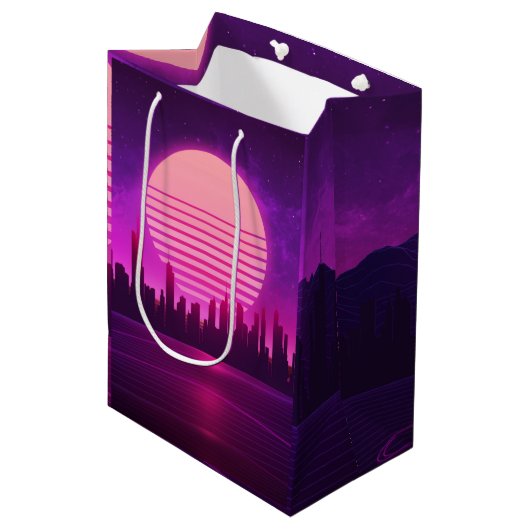 Sac Cadeau Moyen cyberpunk électronique synthwave scifi rose (Devant Angle)