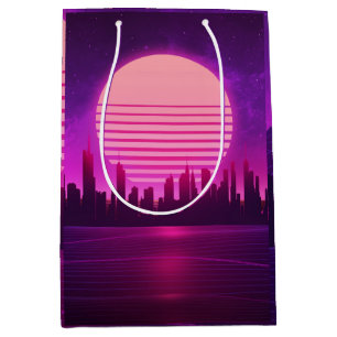 Sac Cadeau Moyen cyberpunk électronique synthwave scifi rose