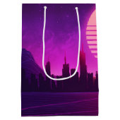 Sac Cadeau Moyen cyberpunk électronique synthwave scifi rose (Dos)