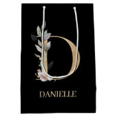 Sac Cadeau Moyen D Monogramme Floral Personnalisé (Dos)