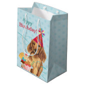 Sac Cadeau Moyen Dachshund aux cheveux longs (Dos Angle)