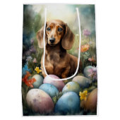 Sac Cadeau Moyen Dachshund aux oeufs de Pâques (Dos)