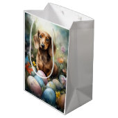Sac Cadeau Moyen Dachshund aux oeufs de Pâques (Dos Angle)