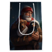 Sac Cadeau Moyen Dachshund Avec Noël Festif Du Père Noël (Dos)