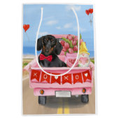 Sac Cadeau Moyen Dachshund Chien Saint-Valentin Coeurs de Camion (Devant)