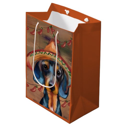 Sac Cadeau Moyen Dachshund Cinco de Mayo (Devant Angle)