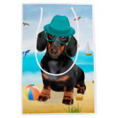 Sac Cadeau Moyen Dachshund Dog sur la plage (Devant)