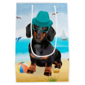 Sac Cadeau Moyen Dachshund Dog sur la plage (Dos)