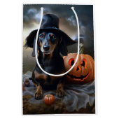Sac Cadeau Moyen Dachshund Halloween effroi (Devant)