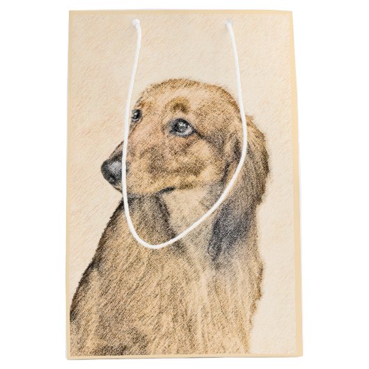 Sac Cadeau Moyen Dachshund (Longhaerien) Peinture - Art Chien origi (Devant)