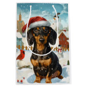 Sac Cadeau Moyen Dachshund Winter Wonderland Christmas Joy (Devant)