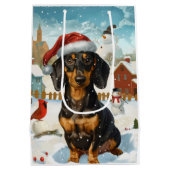 Sac Cadeau Moyen Dachshund Winter Wonderland Christmas Joy (Dos)