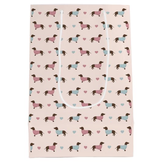 Sac Cadeau Moyen Dachshunds et Coeurs (Dos)