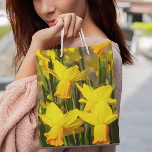 Sac Cadeau Moyen Daffodiles de printemps jaune Floral