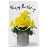 Sac Cadeau Moyen Daffodique Bouquet Anniversaire (Devant)