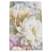 Sac Cadeau Moyen Dahlia blanc avec des accents violets et bleus (Devant)