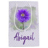 Sac Cadeau Moyen Dahlia sur les coeurs pour l'anniversaire (Devant)