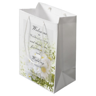Sac Cadeau Moyen Daisées en Amour - Bouquet Mariage modifiable