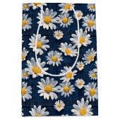 Sac Cadeau Moyen Daisies on Blue Denim Birthday  (Devant)