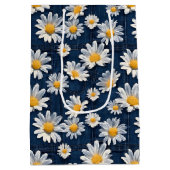 Sac Cadeau Moyen Daisies on Blue Denim Birthday  (Dos)