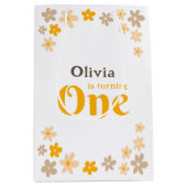 Sac Cadeau Moyen Daisy Boho Floral 1er anniversaire (Devant)