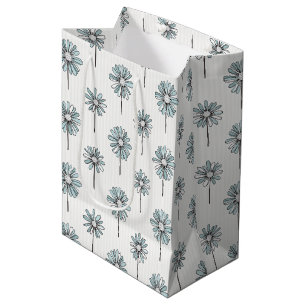 Sac Cadeau Moyen Daisy Pastel Art Linéaire Rayure