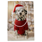 Sac Cadeau Moyen Dalmatian Dog Wearing a Red Christmas Sweater (Devant)